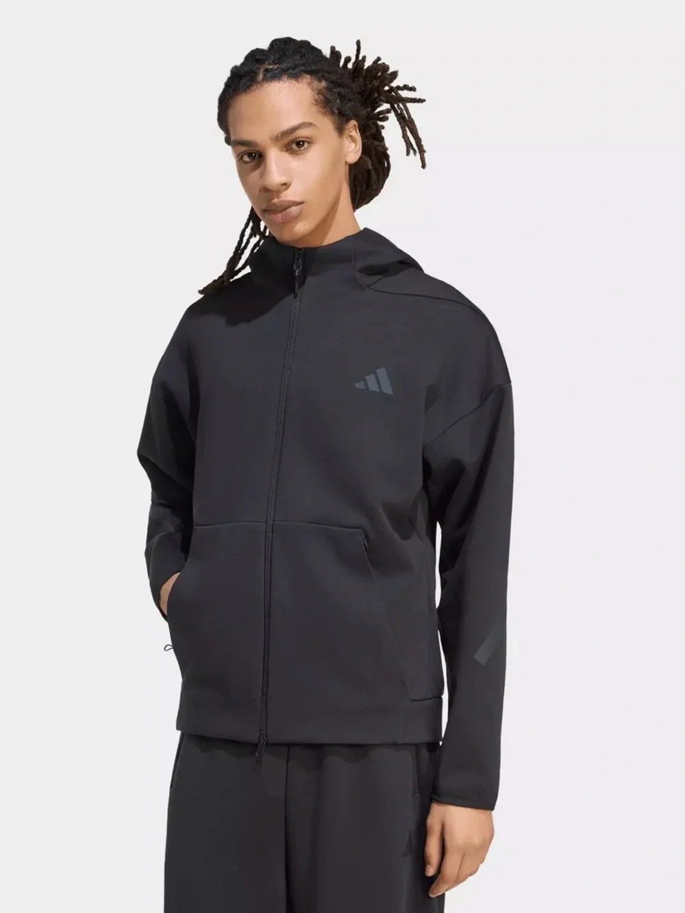 black adidas Z.N.E. Full-Zip Hooded Track Jacket Large